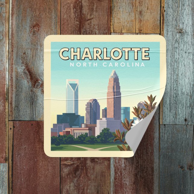 Vintage Charlotte North Carolina Square Sticker (Creator Uploaded)