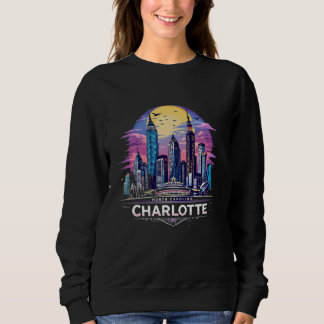 Vintage Charlotte North Carolina Sunset Skyline Ci Sweatshirt