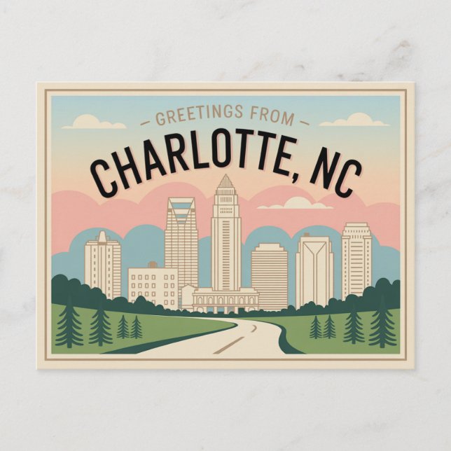 Vintage Charlotte Postcard | Greetings from (Front)