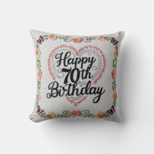 Vintage Charm 70th Birthday Throw Pillow: A Timele Pillow