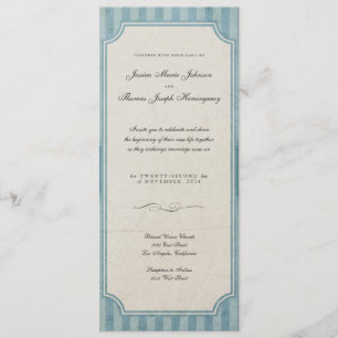 Vintage Charm Blue Monogram Wedding Invitations