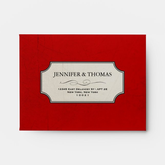 Vintage Charm Bright Red & Blue RSVP A2 Envelope (Front)