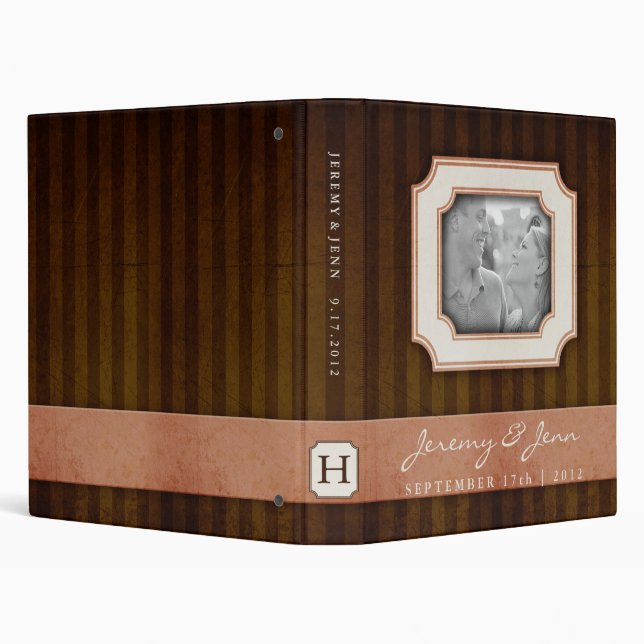 Vintage Charm Chocolate & Pink Monogram Binder (Background)