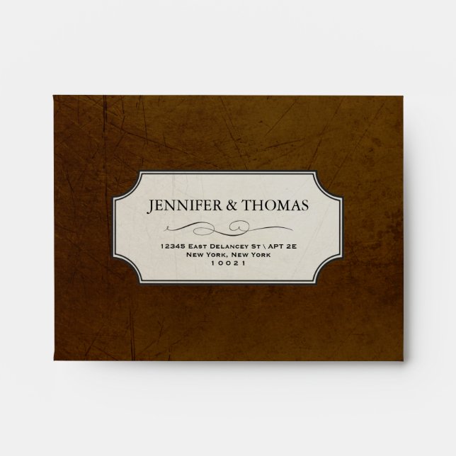 Vintage Charm Chocolate & Pink RSVP A2 Envelope (Front)