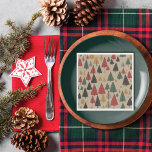 Vintage Charm: Christmas Tree Pattern Napkins<br><div class="desc">Wrap your holiday gifts in timeless elegance with our 'Vintage Charm' paper napkins, featuring a nostalgic pattern inspired by classic Christmas motifs. Against a rustic paper background, enchanting line drawings of Christmas trees in yellow, green, red, and black gracefully adorn the surface. Each tree exudes simplicity and charm, evoking memories...</div>