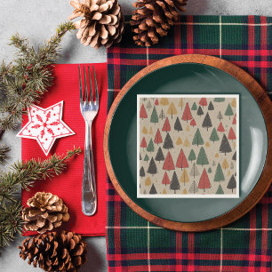 Vintage Charm: Christmas Tree Pattern Napkins