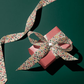 Vintage Charm: Christmas Tree Pattern  Satin Ribbon