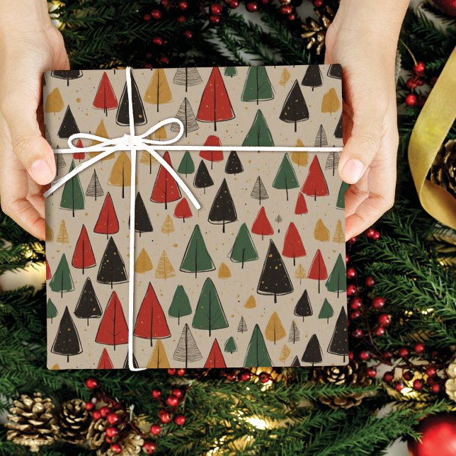 Vintage Charm: Christmas Tree Pattern Wrapping Paper (Creator Uploaded)