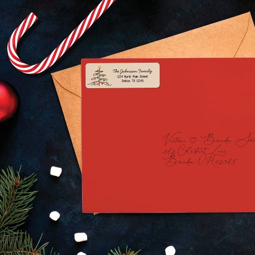 Vintage Charm Christmas Tree Return Address Label