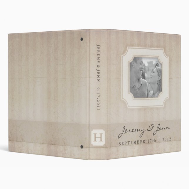 Vintage Charm Cream Monogram Wedding Binder (Background)