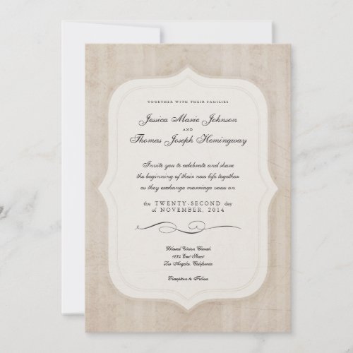 Vintage Charm Cream Monogram Wedding Invitations