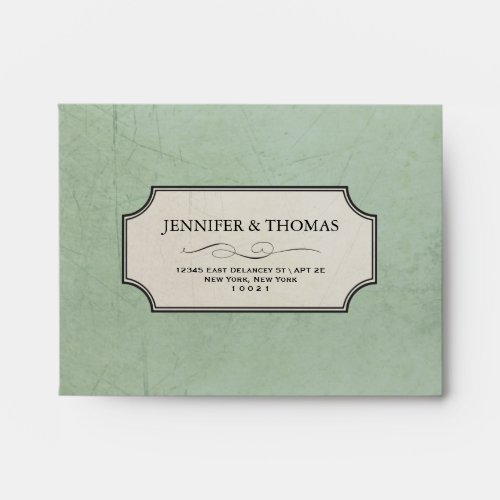 Vintage Charm Green Custom RSVP A2 Envelope