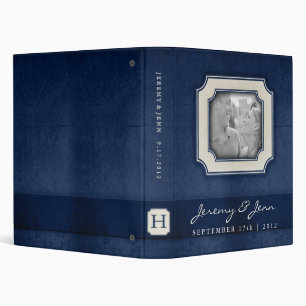 Vintage Charm Navy Blue Monogram Wedding Binder