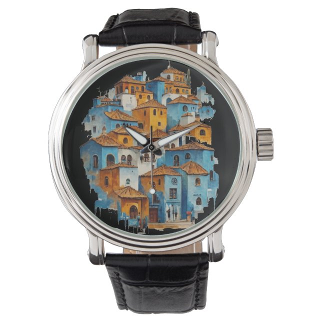 Vintage Charm of Chefchaouen Watch (Front)