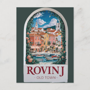 Vintage Charm: Old Tower of Rovinj Postcard