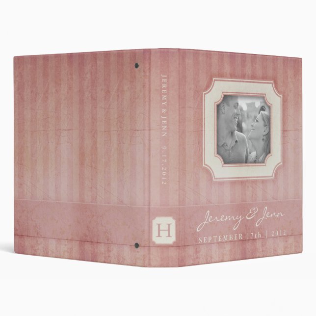 Vintage Charm Pink Monogram Wedding Binder (Background)