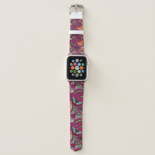 Vintage Charm Purple Butterfly Illustration Apple Watch Band