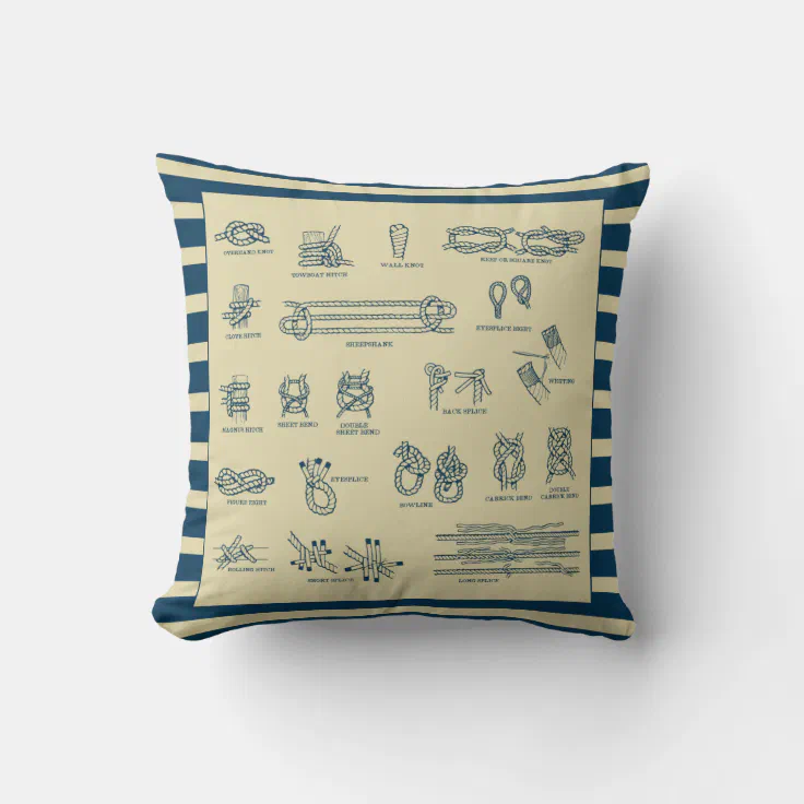 Vintage chart of nautical knots throw pillow Zazzle