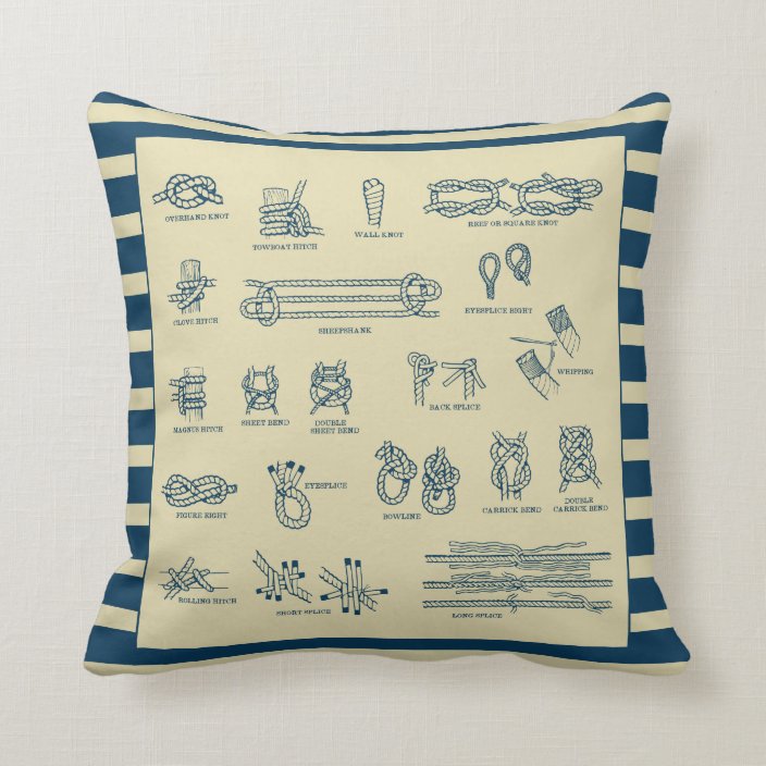 Vintage chart of nautical knots throw pillow