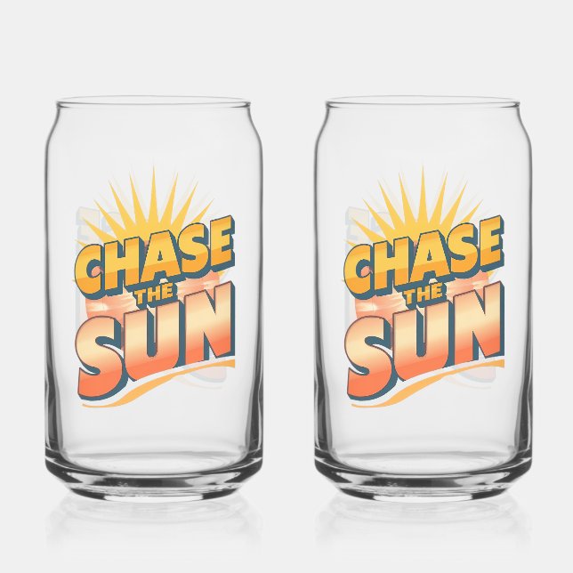Vintage "Chase the Sun" Positive Energy Can Glass (Front)
