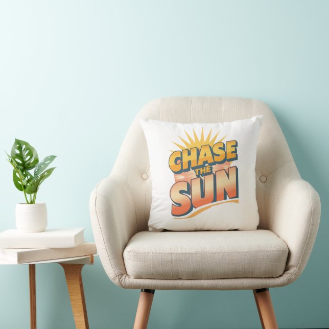 Vintage "Chase the Sun" Positive Energy Throw Pillow (Chair)