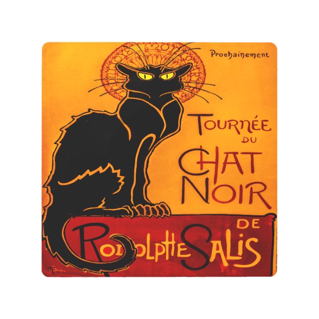 Vintage Chat Noir - Black Cat  Metal Print (Front)