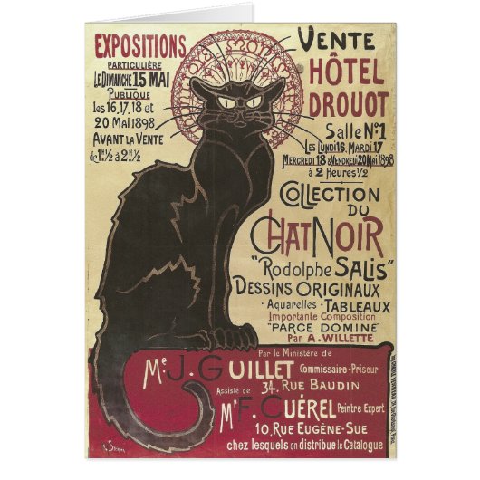 Vintage Chat Noir, Vente Hôtel Drouot Steinlen (Front)