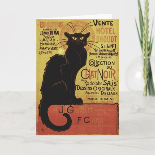 Vintage Chat Noir Vente Htel Drouot Steinlen Card