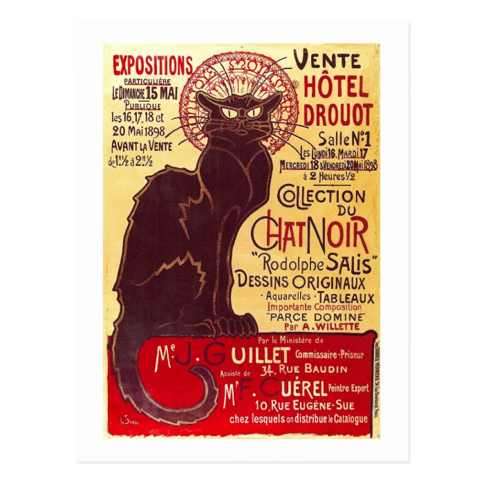 Vintage Chat Noir, Vente Hôtel Drouot Steinlen Postcard