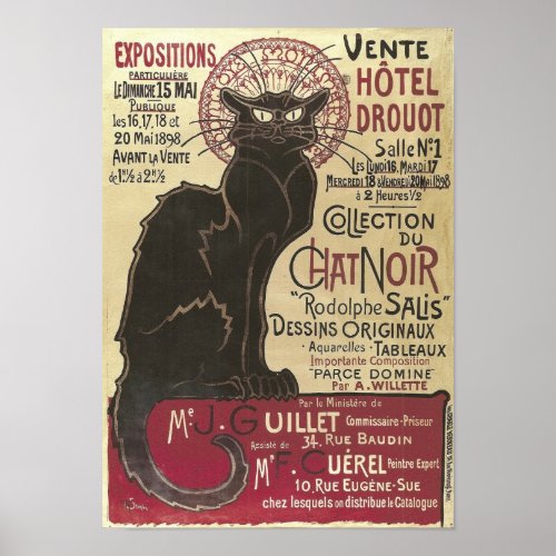 Vintage Chat Noir Vente Htel Drouot Steinlen Poster