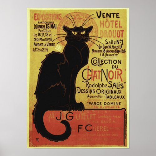 Vintage Chat Noir Vente Htel Drouot Steinlen Poster