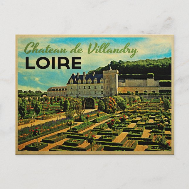 Vintage Chateau de Villandry Loire Postcard (Front)