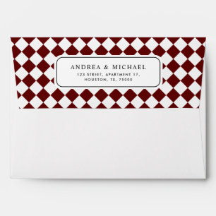 Vintage Check Checkered Monogram Wedding Envelope