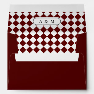Vintage Check Checkered Monogram Wedding Envelope