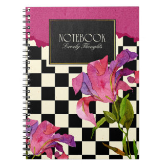 Vintage Checkered Floral Notebook – Cottage Core