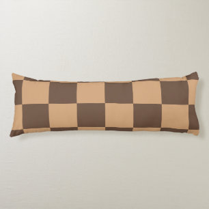 Vintage Checkered in Warm Browns Body Pillow