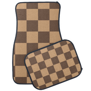 Vintage Checkered in Warm Browns Car Floor Mat