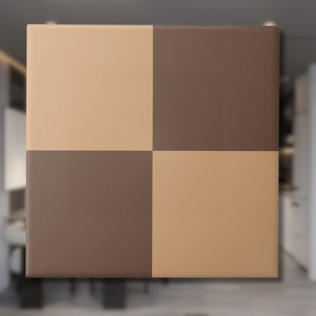 Vintage Checkered in Warm Browns Ceramic Tile (Creator Uploaded)