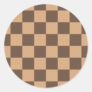 Vintage Checkered in Warm Browns Classic Round Sticker