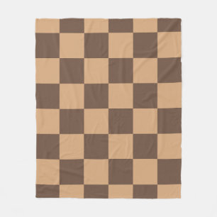 Vintage Checkered in Warm Browns Fleece Blanket