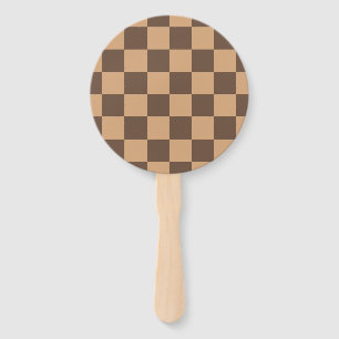 Vintage Checkered in Warm Browns Hand Fan