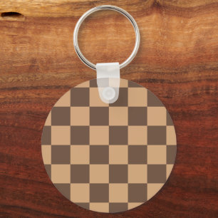 Vintage Checkered in Warm Browns Keychain