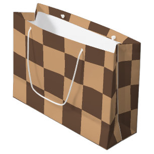 Vintage Checkered in Warm Browns Large Gift Bag