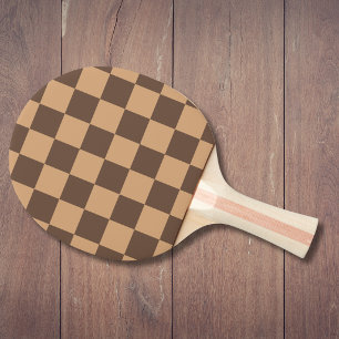 Vintage Checkered in Warm Browns Ping Pong Paddle
