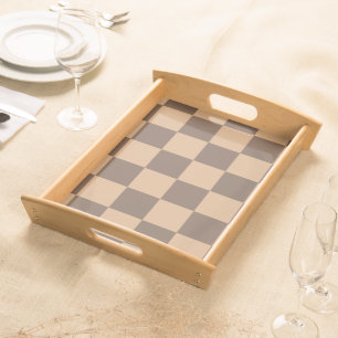 Vintage Checkered in Warm Browns Serving Tray