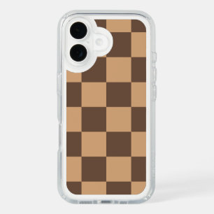 Vintage Checkered in Warm Browns iPhone 16 Case