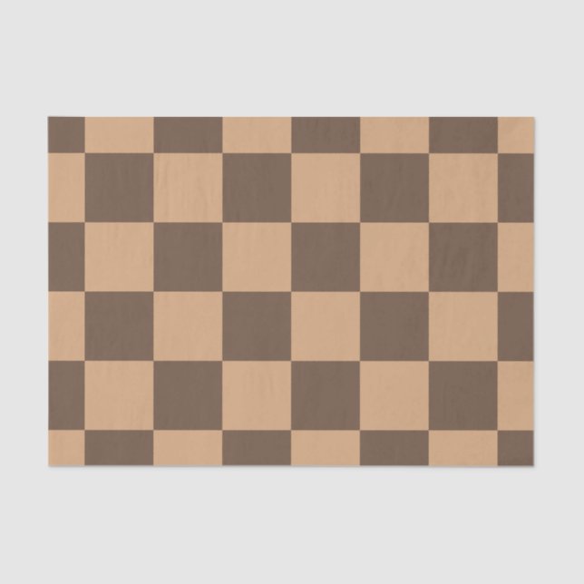 Vintage Checkered in Warm Browns Tissue Paper (Front)