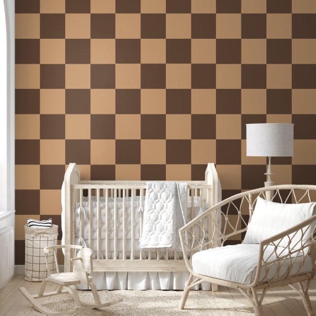 Vintage Checkered in Warm Browns Wallpaper (Kids)