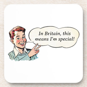 Vintage Cheeky Boy with Two-Finger Salute Beverage Coaster