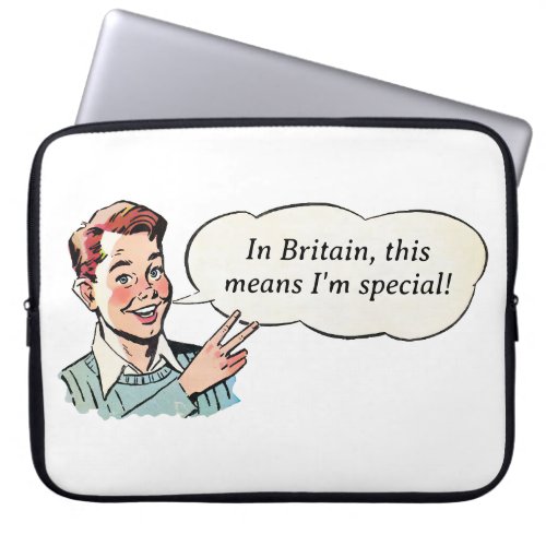 Vintage Cheeky Boy with Two_Finger Salute Laptop Sleeve